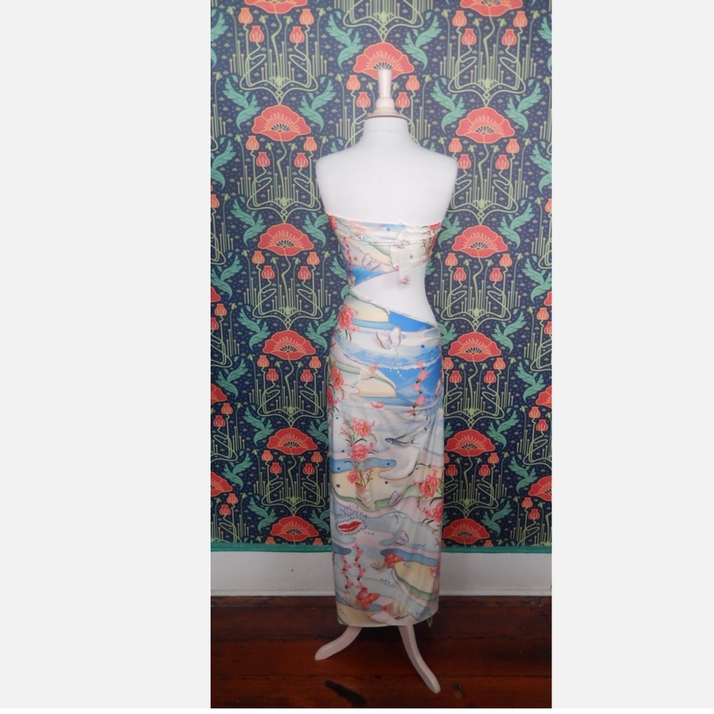 Agua Bendita Gwen Nacar Midriff Cut Out Bandeau Resort Long Swimwear Dress Nwt - Picture 10 of 10